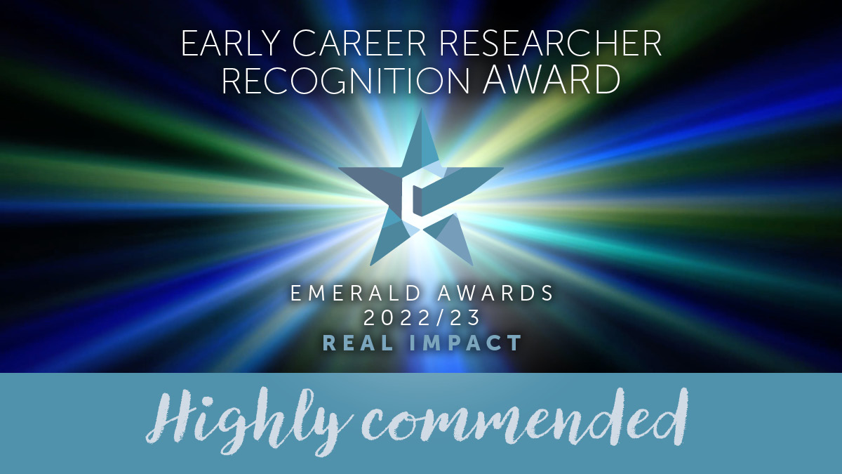 EmeraldGlobal's tweet photo. Receiving highly commended recognition in the Early Career Researcher Recognition award are Dr @shilamass29 @unisa and Dr @TaylorWillmott @UniofAdelaide - both impressing the judges through innovative and collaborative projects.
@RealImpactAwards2022_3 #AreYouInForChange https://t.co/nB6rB7OsDg
