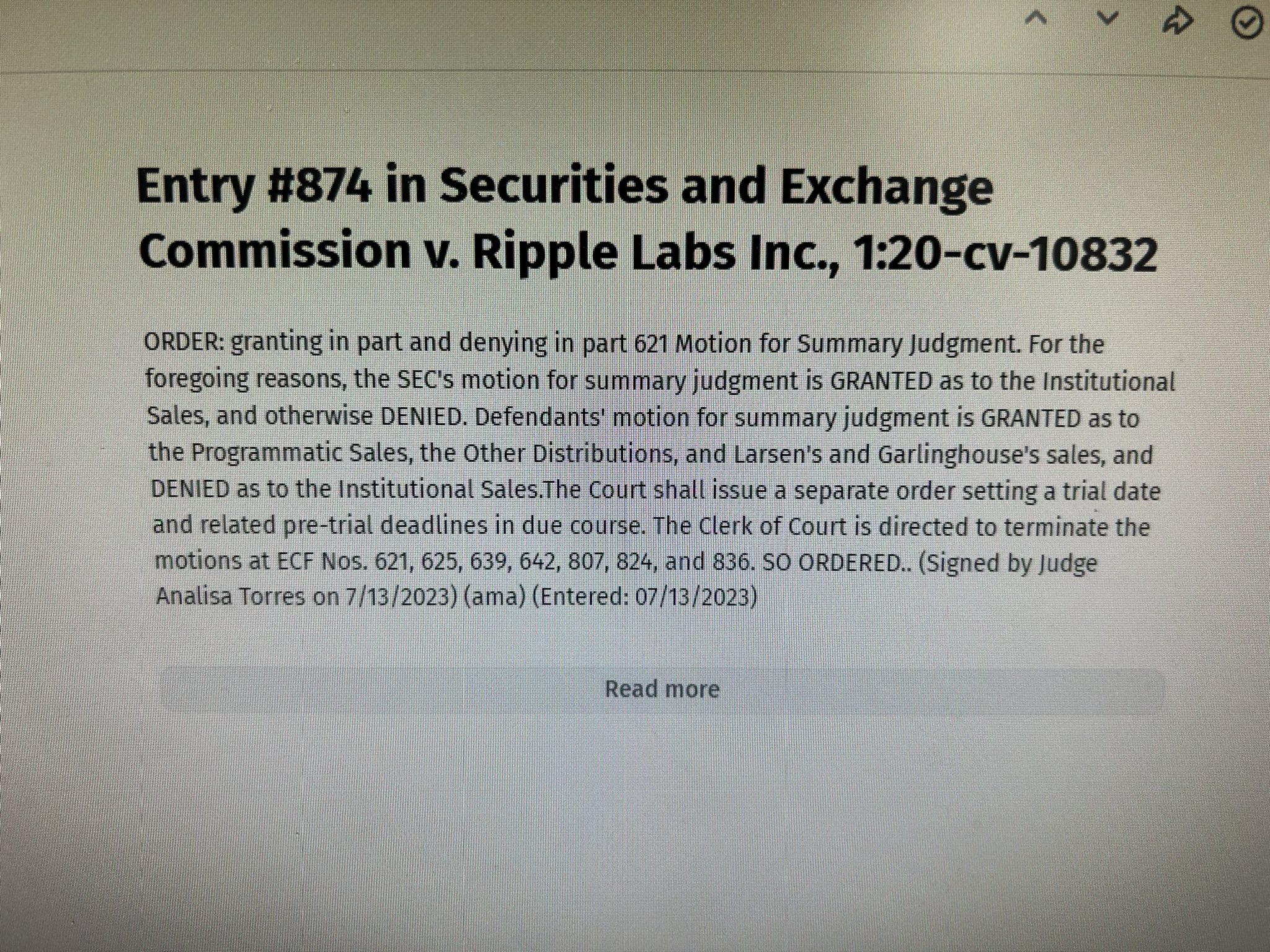 Eleanor Terrett on Twitter "🚨BREAKING Judge Torres says Ripple’s