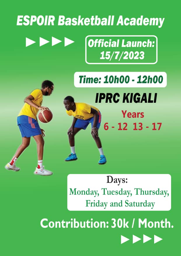 Kuva kuri uyu wa gatandatu <a href="/BbcEspoir/">ESPOIR BBC</a> iratangiza #ESPOIRBASKETBALLACADEMY muri @IPRCKigali mu rwego rwo gukundisha no kwigisha abana #basketball. <a href="/ferwabaRW/">FERWABA 🏀🇷🇼</a> <a href="/CityofKigali/">City of Kigali</a> <a href="/imfuraluc01/">IMFURAYACU Jean Luc</a> <a href="/TityKayishema/">Kayishema Tity Thierry</a> <a href="/Samishimwe/">Sammy Imanishimwe</a> <a href="/SamKarenzi/">Sam Karenzi</a> @Hitclo <a href="/Jahdeau/">Jahdeau DUKUZE</a> <a href="/manziwamanzi/">Gerard M. Manzi</a>
