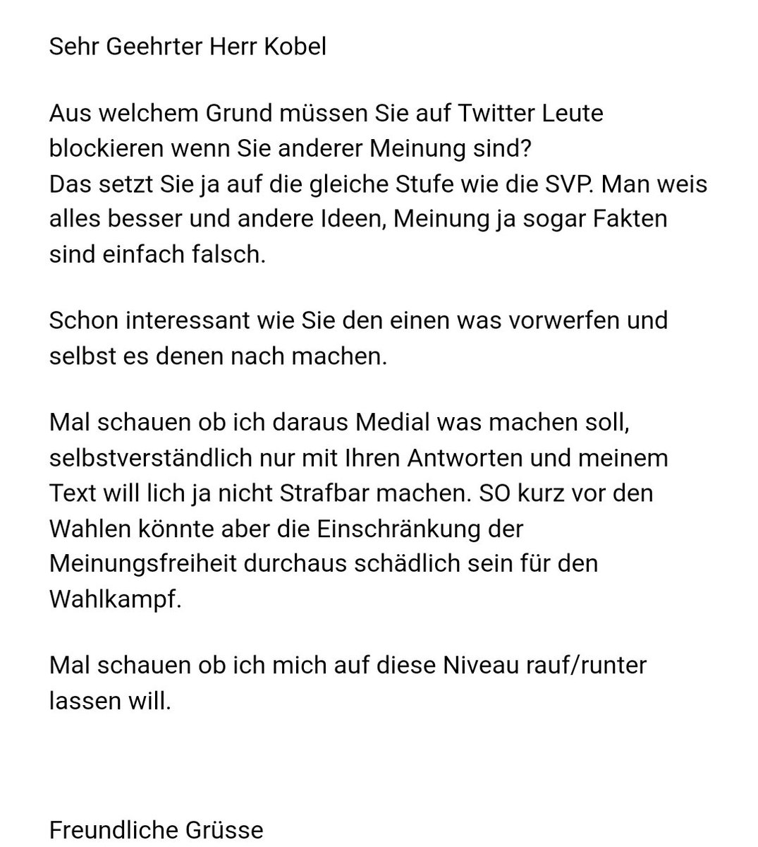 Da ist jemand aber ganz ganz böse, dass ich ihn blockiert habe. Er sieht das als Einschränkung der Meinungsfreiheit 🤣.
Hat sich sogar die Mühe gemacht, meine e-Mail-Adresse rauszufinden.

@ChRoordink : du kennst ihn vermutlich auch.