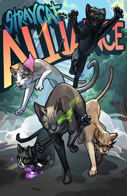 Recently I donated some of my personal time illustrating a poster for the Stray Cat Alliance, a nonprofit in California dedicated to helping stray kitties find loving homes! These super cats need super heroes to help them find forever homes!  Donate and you could win a print!