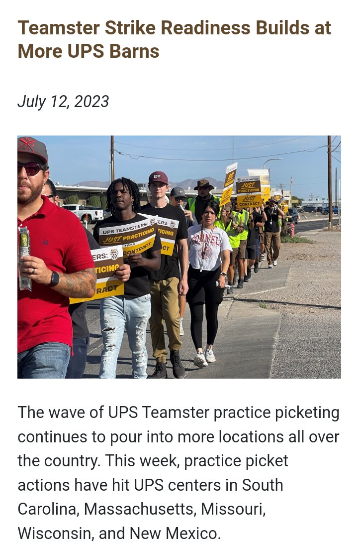 BrJoeBalkis's tweet photo. 7/12/23 #VOTENOups
#upsNegotiationsUpdate
#2023TeamstersupsContractCampaign #Teamsters #ups
Teamsters strike readiness builds @ more ups barns. #PracticePickets hit ups! We need to be #organizing the #VoteNo on the line.
#PartTimePoverty doesnt work.
#DEFUNDtwitter https://t.co/l6sZ6rqJTQ