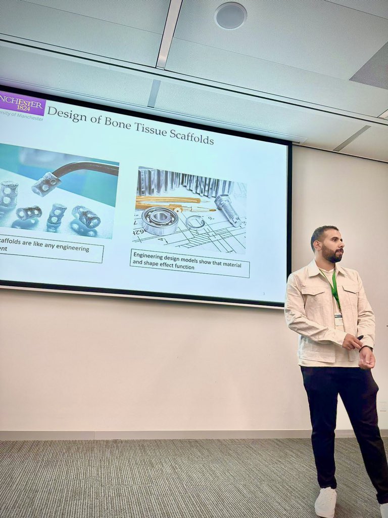 Adel_Alshamari's tweet photo. I had the honour of presenting my study in biomechanics and bone regeneration modelling at #ESBiomech2023 in Maastricht. This was one of the most rewarding experiences I've had presenting my work, sharing my ideas,and meeting clever researchers. Thank you @ESBCommunity . https://t.co/HhNqYu16uB