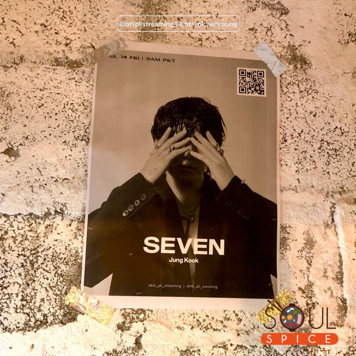 btspkwevoting's tweet photo. JungKook — ‘Seven’ Promotional Posters are now up at the famous restaurant in Karachi, Pakistan 🇵🇰 

📍 Soul Spice, Prime Beach Appartments Block 4

Thank you so much to the restaurant staff for accepting the request! @soulspice__

 #JungKook_Seven
#JUNGKOOK_IS_COMING #JungKook https://t.co/CHvPpttAgm
