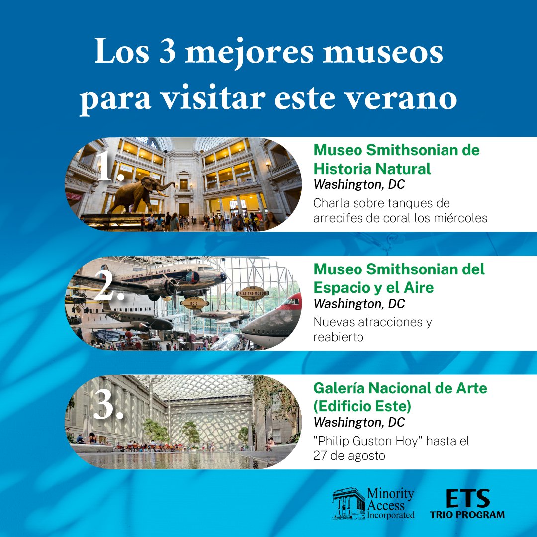 mai_etsprogram's tweet image. ¡Los 3 mejores museos para visitar este Verano! #smithsonian #DC #museum