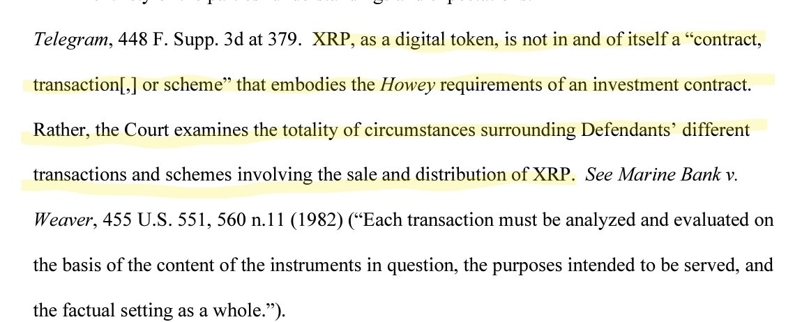 #XRP #XRPCommunity
In other words... XRP is NOT a security and secondary sales of XRP are not securities. 👇