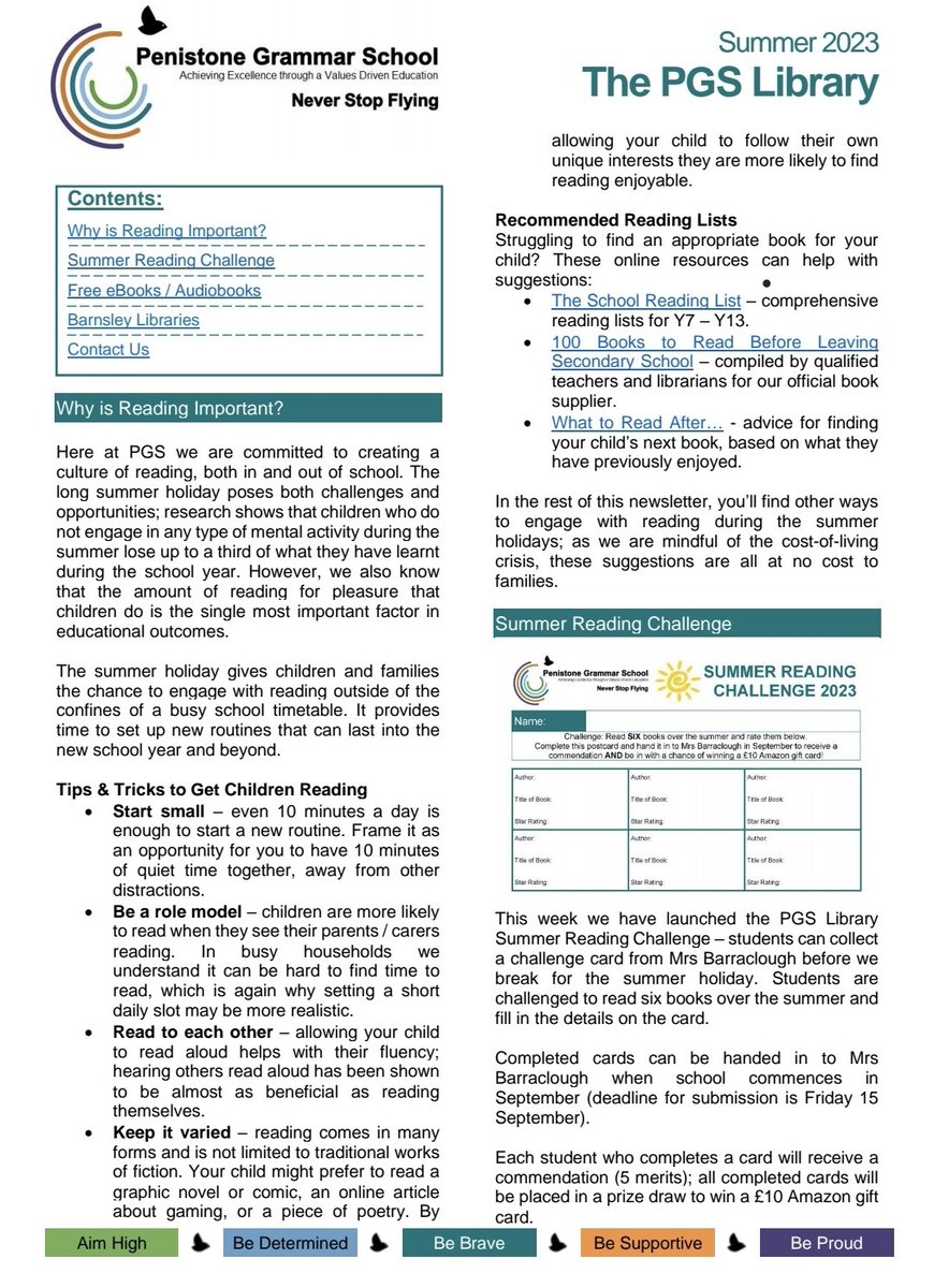 Loads of free summer reading activities in the latest library newsletter, landing in your inbox today! Includes what's on at our local libraries, how to access Sora, recommended reading lists and more. #lovereading 📚☀️ <a href="/BarnsleyLibs/">Barnsley Libraries</a> <a href="/PenistoneGS/">Penistone Grammar School</a>