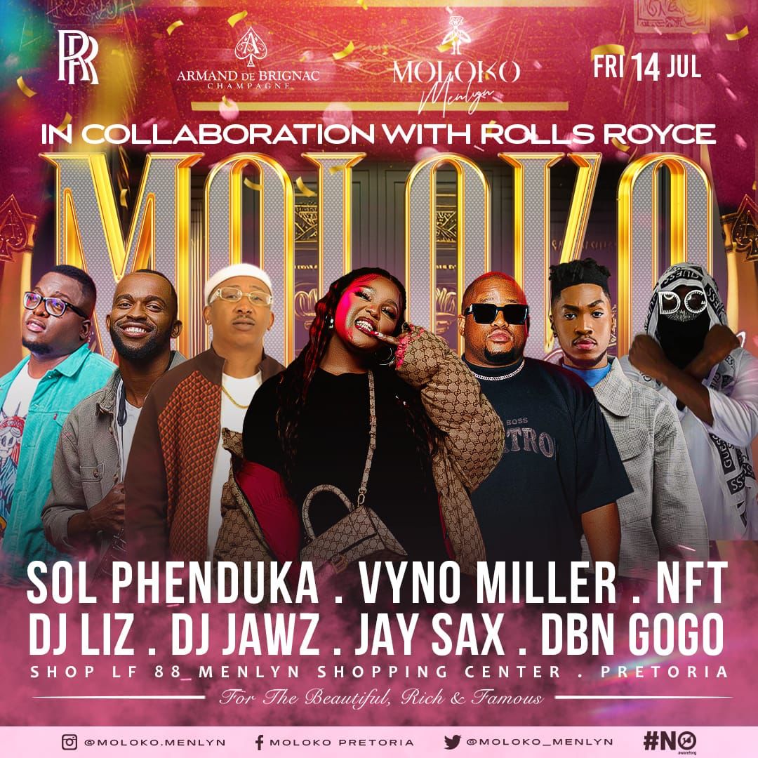 Another adventure🤯🚀😎 <a href="/Moloko_Menlyn/">Moloko Menlyn</a> 
<a href="/DBNGOGO/">uMaka Mah 👵🏽</a>  <a href="/DjLIV_/">LIV ⚡️</a> <a href="/JaySax_SA/">Jay Sax SA</a>  <a href="/VynoMiller/">Vyno Miller</a>  @nft <a href="/DJJawz/">DJ Jawz</a> <a href="/Solphendukaa/">Thandubuntu</a> 
#molokofriaday  doors open at 23:00 bring your friends 😁