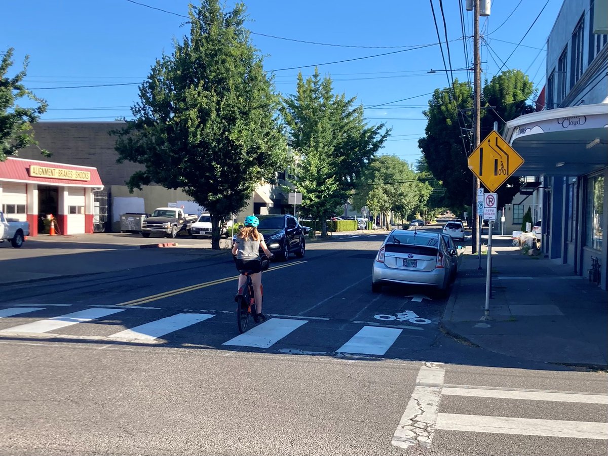 As part of the 7th Ave Project, the bike markings near Broadway shifted several weeks ago but the bike lane lines have yet to fully go in. I've been amazed at how much more uncomfortable this merge is without the authority of a sharrow. Never underestimate the value of a sharrow!
