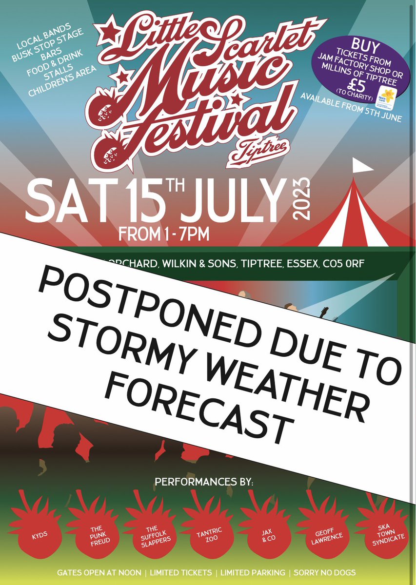 LITTLE SCARLET FESTIVAL – POSTPONED! 
Due to the stormy weather forecast, we have taken the difficult decision to cancel our Little Scarlet Festival. The safety and well-being of our attendees, performers, and staff members are of paramount importance to us.