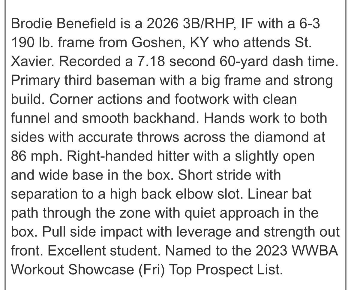 BBenefield10's tweet photo. Thank you @PGShowcases for the new grade, write up, and rank! https://t.co/el41z8vpF2