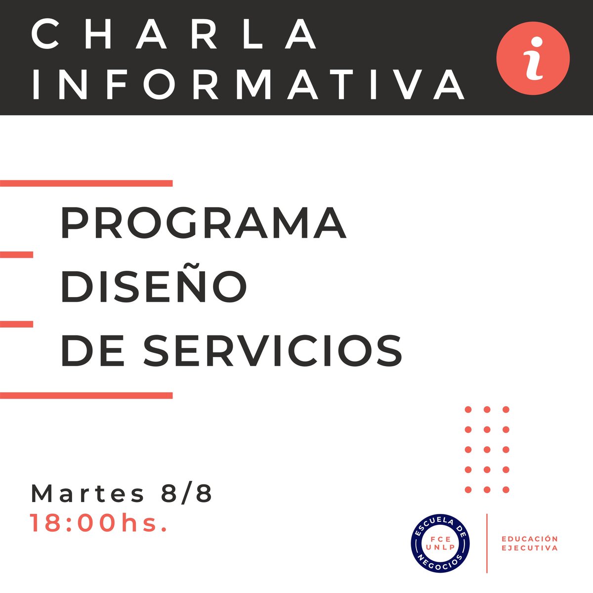 Charla Informativa Programa Diseño de Servicios 
✏Inscripciones Abiertas 
Más info por MD 📩
