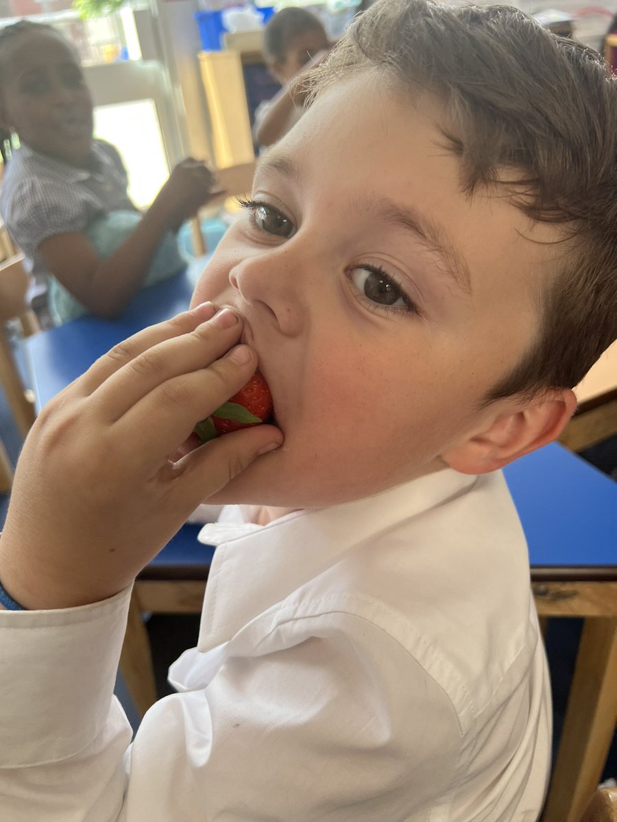 e1_stgeorge's tweet photo. Such a lovely afternoon tasting the 
strawberries we saw growing last term from Orchard Place Farm. They were delicious!!!! So nice seeing Ailsa again from the Countryside Trust! @CountryTrust https://t.co/ZRgHSNkowL