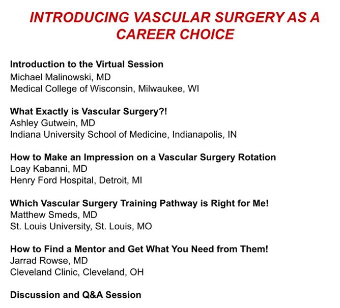 Midwestern Vascular Surgical Society (@mwvssociety) on Twitter photo If you’re an <a href="/FutureVascSurgn/">FutureVascSurgeons</a>, you do not want to miss our upcoming intro to vascular surgery followed by virtual residency fair for midwestern vascular programs. Register at link below!
us06web.zoom.us/webinar/regist… If you’re an <a href="/FutureVascSurgn/">FutureVascSurgeons</a>, you do not want to miss our upcoming intro to vascular surgery followed by virtual residency fair for midwestern vascular programs. Register at link below!
us06web.zoom.us/webinar/regist…