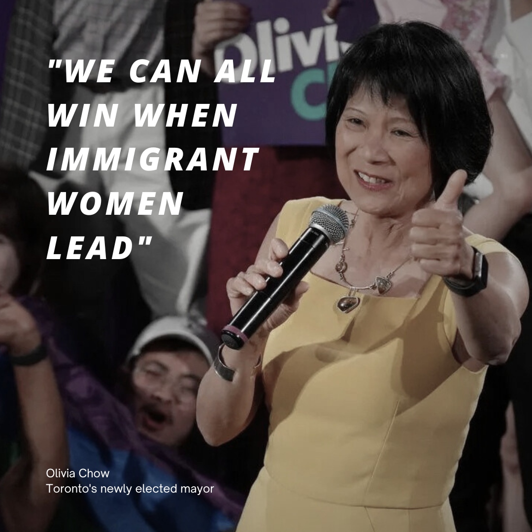 🌟 "We can all win when immigrant women lead" ✨ 

Born to immigrant parents in Hong Kong, Toronto's new mayor Olivia Chow defied the odds to become a prominent Canadian politician and a trailblazer to generations of immigrants. 

#newcomers #immigrants #toronto