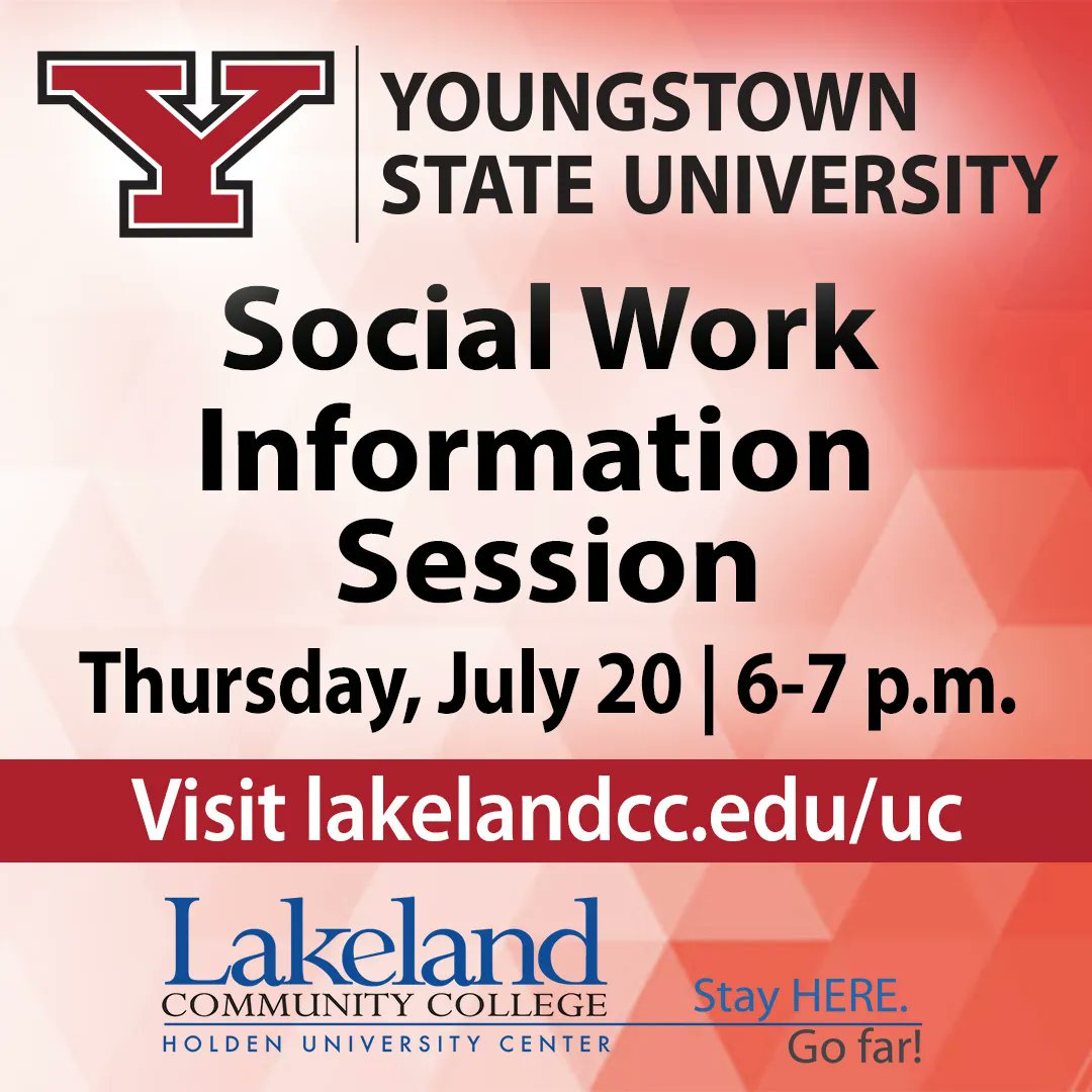 Join our Youngstown State University representatives for a general information session. Prospective students will have the opportunity to learn about all the programs YSU offers through the Holden University Center! 
Click the link to register now! buff.ly/46tglUb