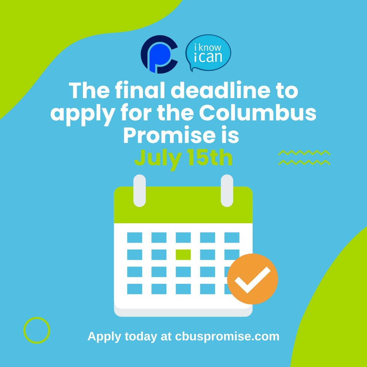IKnowICan88's tweet photo. Attention π’ CCS Class of 2023! The FINAL deadline to apply for the Columbus Promise is THIS Saturday, July 15th! Make sure to submit your application on time to claim your FREE tuition at Columbus State Community College. #CbusPromise #IKnowICan #DreamBig #FreeTuition https://t.co/f74nDitPSG