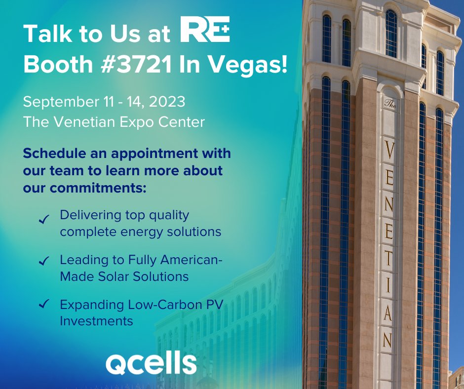 Qcells_NA's tweet photo. It’s been almost a year since #REplus22, and after a record-breaking 27k+ attendees, we’re excited to see what this year's #REplus23 brings! ☀️
📢Make sure to swing by and engage w/ our experts & learn more about our completely clean energy solutions: https://t.co/zDb55o4KT8 https://t.co/Kgp5yFKviz
