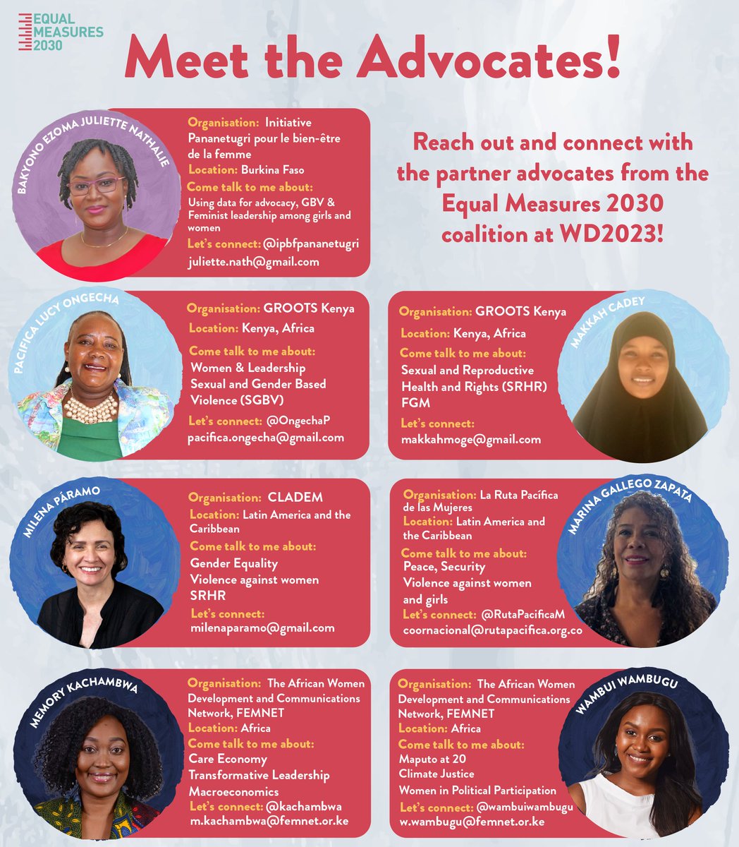 Advocates from across our coalition will be arriving in Kigali next week for #WD2023!

Our advocates have experience working on a wide range of issues from #SRHR to #genderdata to #climatejustice - check out this thread to meet them virtually &amp; know who to look out for next week!