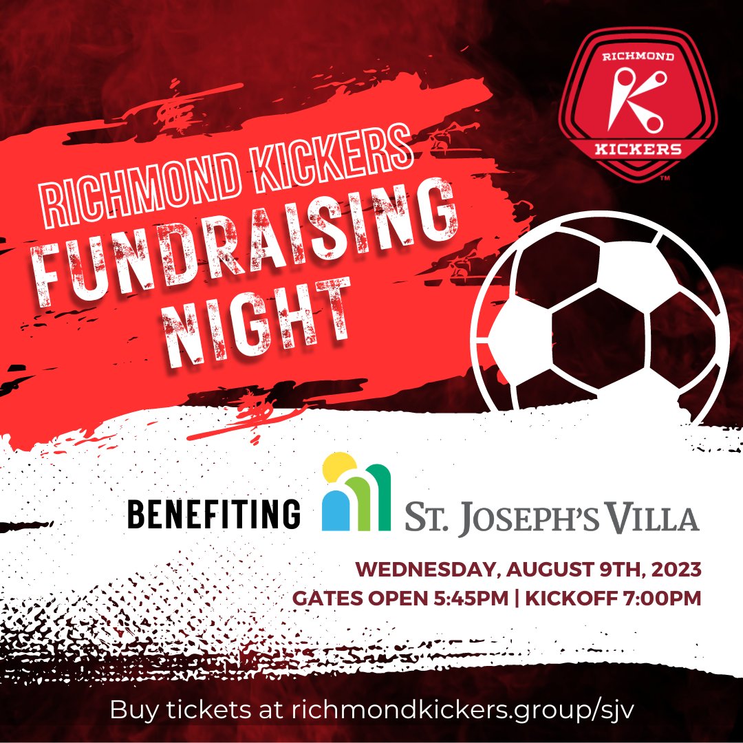 Come kick it with us and support our programs! Join us for a benefit night at the <a href="/RichmondKickers/">Richmond Kickers 🦘</a> game on Wed, Aug 9th. $5 of every ticket sold through this link will directly benefit the Villa's housing, mental health, and specialized education services! richmondkickers.group/sjv
