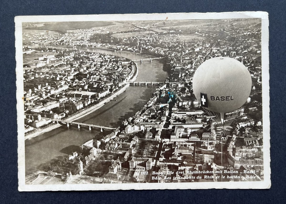 20th Gordon Bennett Cup! Launchsite was Basel on 9/25/1932. 8 nations took part with 16 balloons. The “USA Army”team won with a flight distance of 963 miles. A 17th ballon carried 14,000 pieces of mail to Erbach, Germany. Franking was 1Fr. for cards, letters up to 20g was 2Fr.