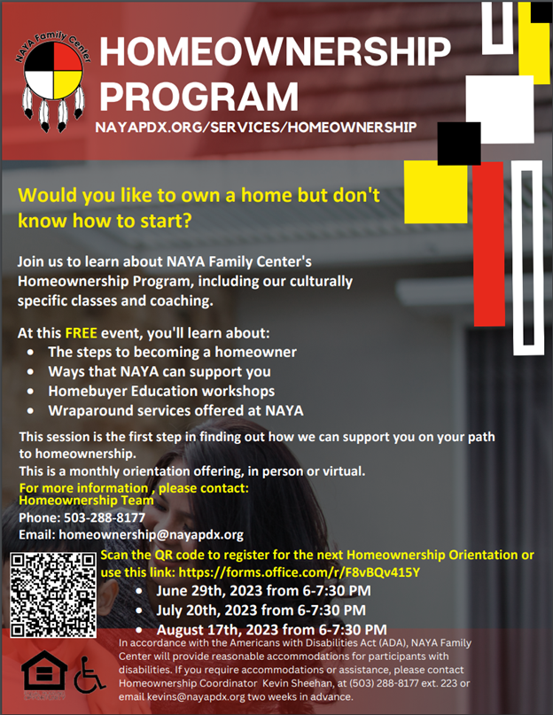 NAYAFam's tweet photo. Attention aspiring homeowners! Take the first step towards your dream of owning a home by attending our Homeownership Orientation, July 20, 6 – 7 p.m. https://t.co/qMZkOlHZRG https://t.co/Eo6THP68tR