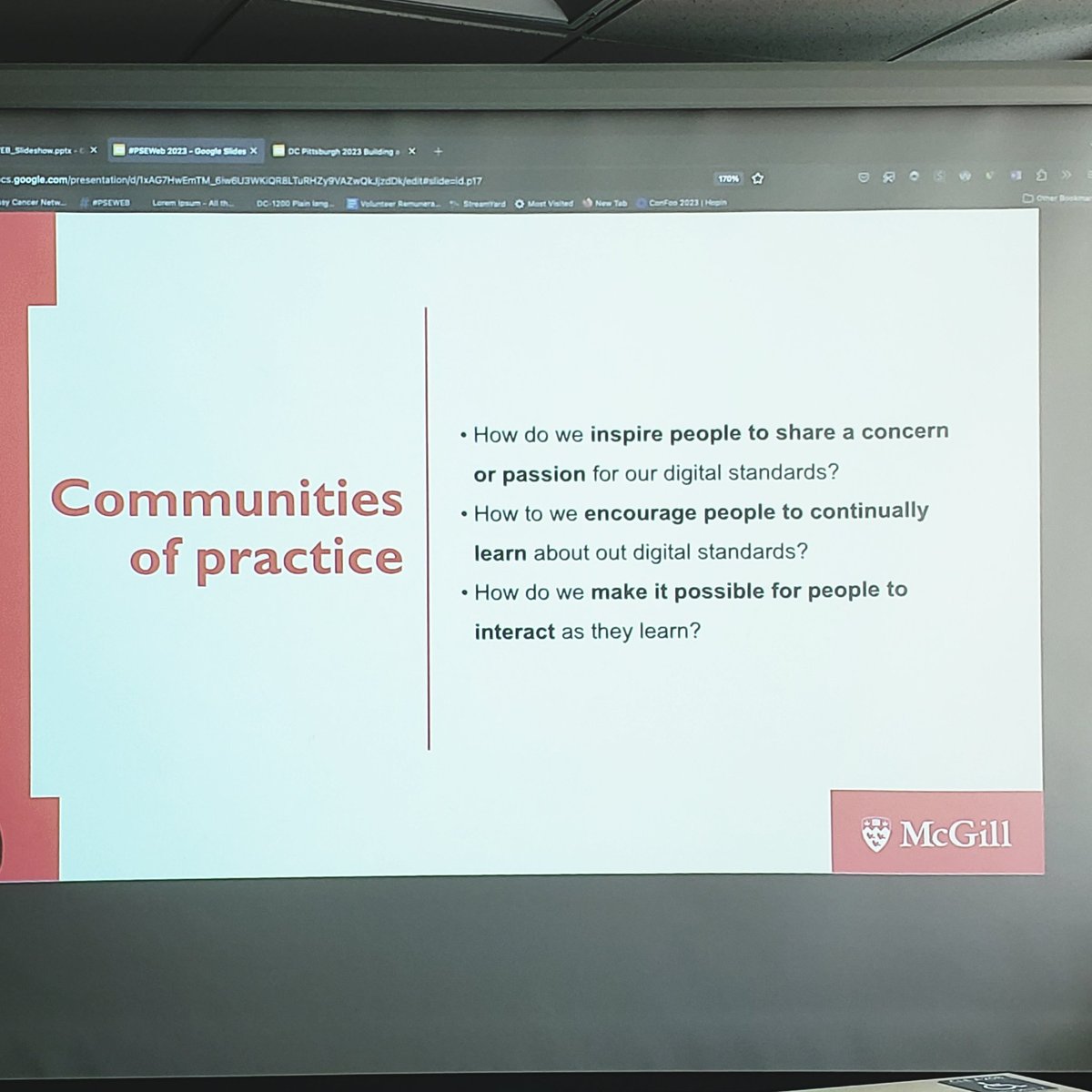 DayanBoyce's tweet image. How is it that *EVERY* point she makes is 1,000,000 % on target and beyond relevant for me?!?!? Maybe the best #valueadd presentation for me at this year&apos;s @psewebconf so far! #mindblown #digitalcomms #webdevelopment #standards #communitiesofpractice #pseweb @theotherlondon