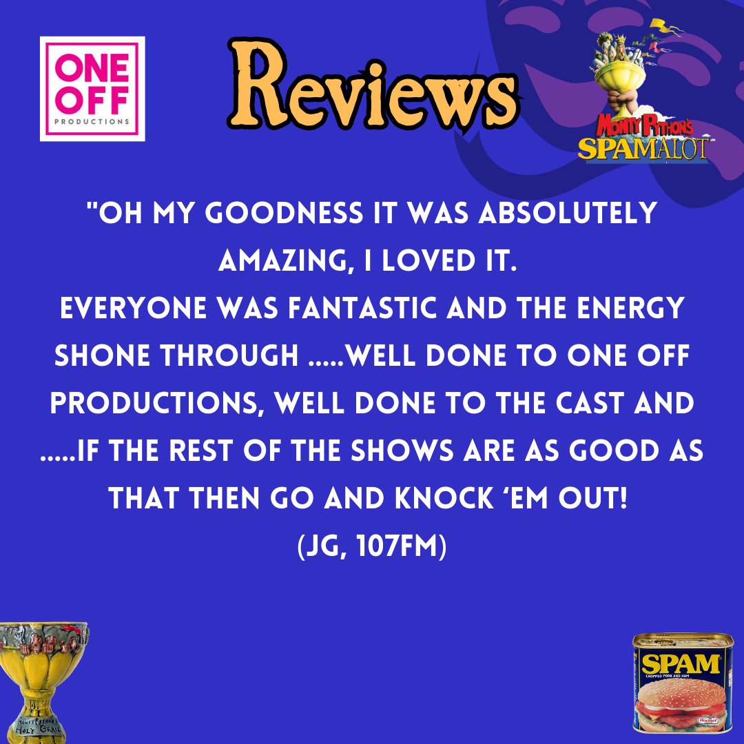 nommcc's tweet photo. By golly we've had some lovely reviews of #SpamalottheMusical with @OneOff_Hull at @HullTruck this week so far ! https://t.co/o8iM2yd9JI