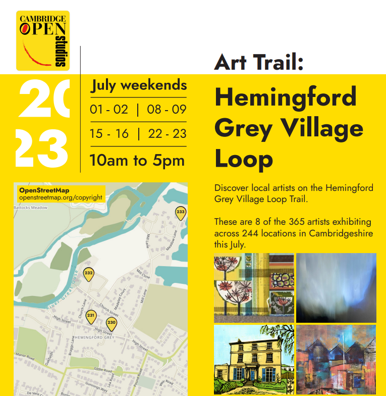 ClareTrowell's tweet photo. I have been on the radio @HCRfm promoting the #Hemingfordgrey #Arttrail for #COS2023 with Carole Pollock #fusedglass - there's 8 artists to see! Listen to us here: https://t.co/v33nlppkPe https://t.co/jCpPsCuc9Z