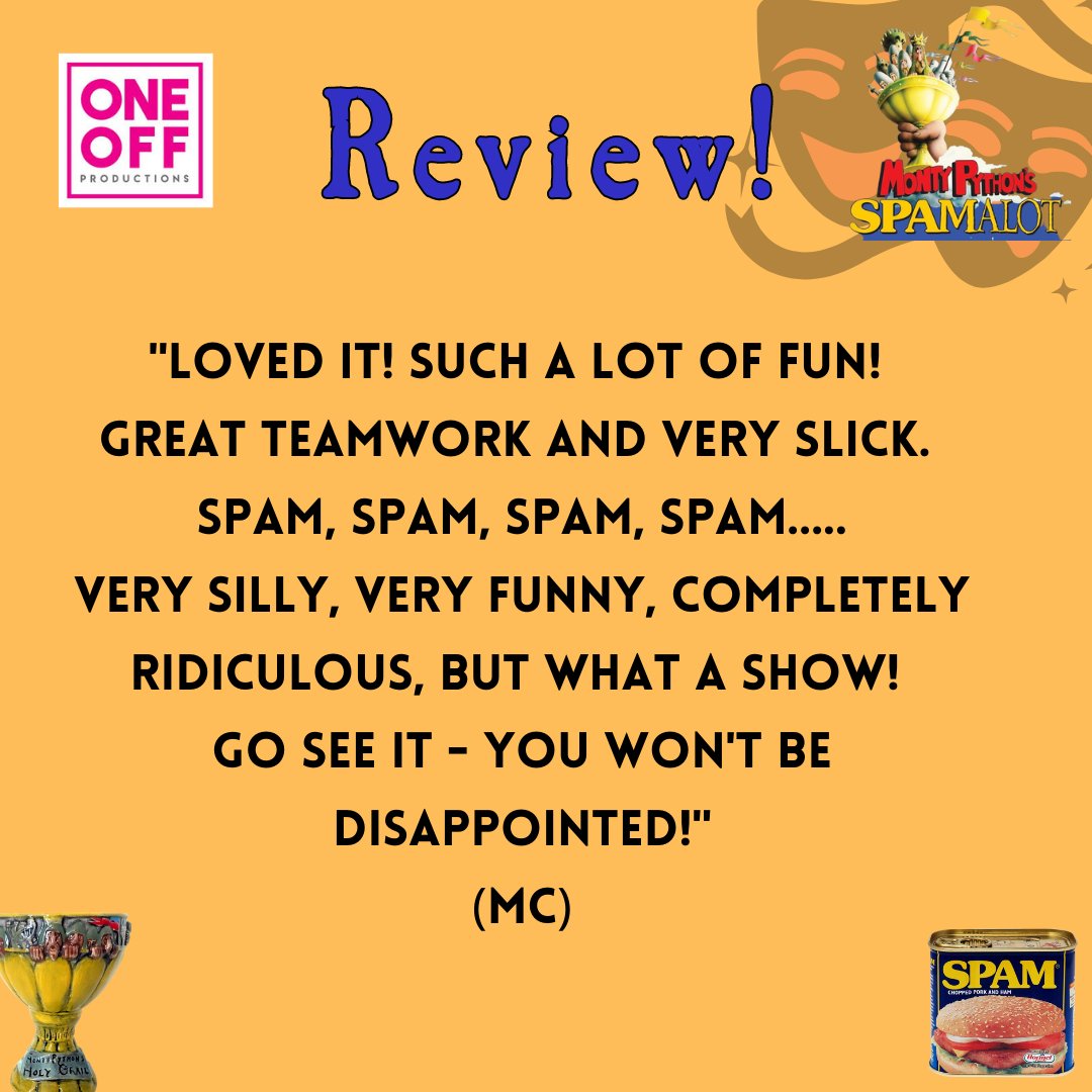nommcc's tweet photo. By golly we've had some lovely reviews of #SpamalottheMusical with @OneOff_Hull at @HullTruck this week so far ! https://t.co/o8iM2yd9JI