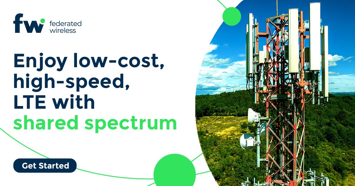 FedWireless's tweet photo. WISPs offer fixed wireless solutions to serve rural and suburban markets where other solutions arenβt cost-effective.
Learn why you should choose Federated Wireless for your shared spectrum needs https://t.co/5AptI4gTPV
#sharedspectrum #CBRS https://t.co/3upF6PGhEL