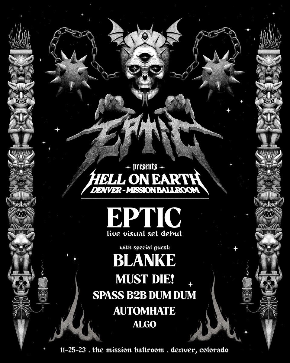 Eptic's tweet photo. MY BIGGEST HEADLINE EVER!
EPTIC PRESENTS HELL ON EARTH 
FULL LINE UP 😈
WHO AM I SEEING THERE DENVER?? https://t.co/SWMreL03ke