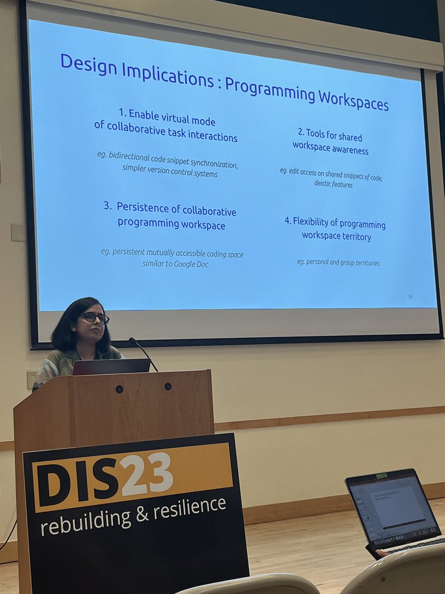 juchidiuno's tweet photo. Lahaina Goswami @lahariG presenting results from her work codesigning programming interfaces with college undergrads! Great insights especially for hybrid learning situations. #dis2023 https://t.co/kk63VHA8ON
