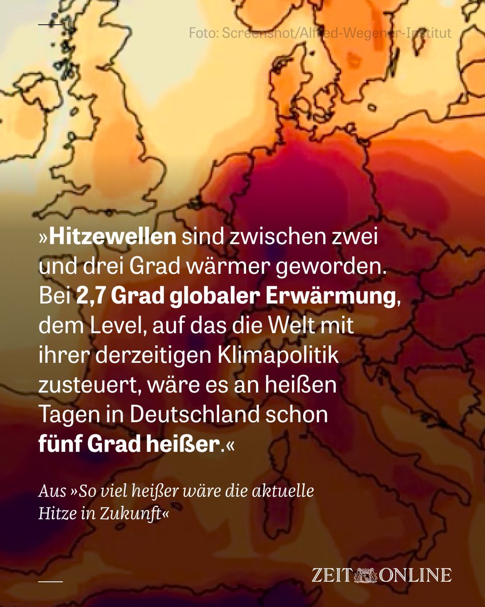 zeitonline's tweet image. Der bislang heißeste Tag des Jahres war im Juli. Eine Simulation zeigt, wie viel kühler er ohne die #Klimakrise gewesen wäre – und wie extrem er in Zukunft werden könnte. #Hitze trib.al/DLTT2Ux