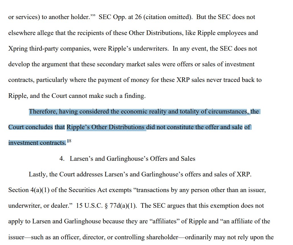 bokujyuumai's tweet photo. XRP超速報：NY州裁判所はSECのリップル社訴訟で

「XRP配布による仮想通貨取引所などのXRP流通市場での売買は”Howeyテストの基準と投資契約としての証券定義を満たさない”」

と判決。対して機関投資家へのXRP売却は投資契約の売却で証券取引法違反となる。

#リップル #Ripple #XRP #ビットコイン #イーサリアム #仮想通貨 #暗号資産 $XRP
