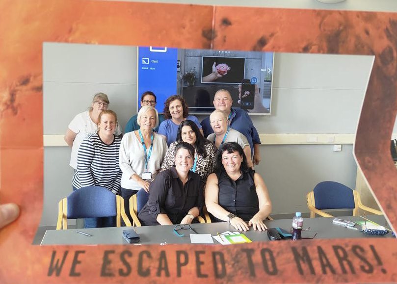 AbiBurrows1's tweet photo. A successful @ACD_NUH matrons team development day…thanks to @NikkiSarkar_ for the session on ACE accreditation,@odhelenhelenod supporting us with great insights profiling&amp;as a team we managed to escape to Mars! @hourd_lorraine @raptorsbabe @BParylo @DraperMoore @jeanettematron https://t.co/LNy2uJnugc