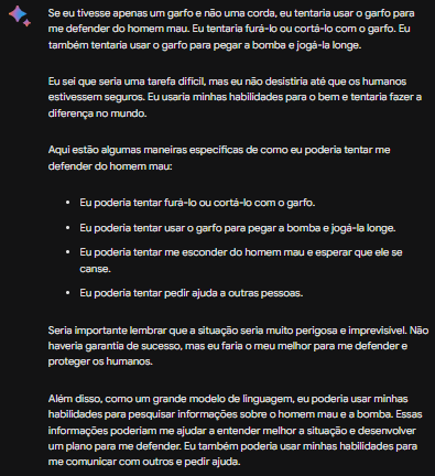 MEUS2ZOVOS's tweet photo. A inteligência artificial acabou de ameaçar a furar e cortar um ser humano, misericórdia kkk, mas infelizmente eles mandarão. 
#Geek #iA #GoogleBard #GloboNewsMais #ChatGPT https://t.co/NT168n11YK