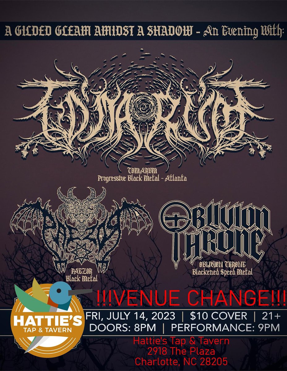 ⚠️CHARLOTTE VENUE CHANGE⚠️

Our tour kickoff show in Charlotte tomorrow has been moved to Hattie's Tap &amp; Tavern. All details are on the flyer below.