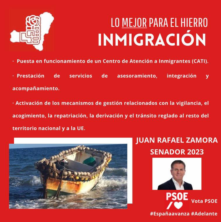 Nuestra isla ha sufrido la dureza de la inmigración irregular. 
Hemos demostrado nuestra acogida y trato humano. 
Somos conscientes de la necesidad de contar con un CATI que acoja dignamente a todas esas personas que se juegan su vida para un futuro mejor. 
#VotaPSOE 
#PSOE