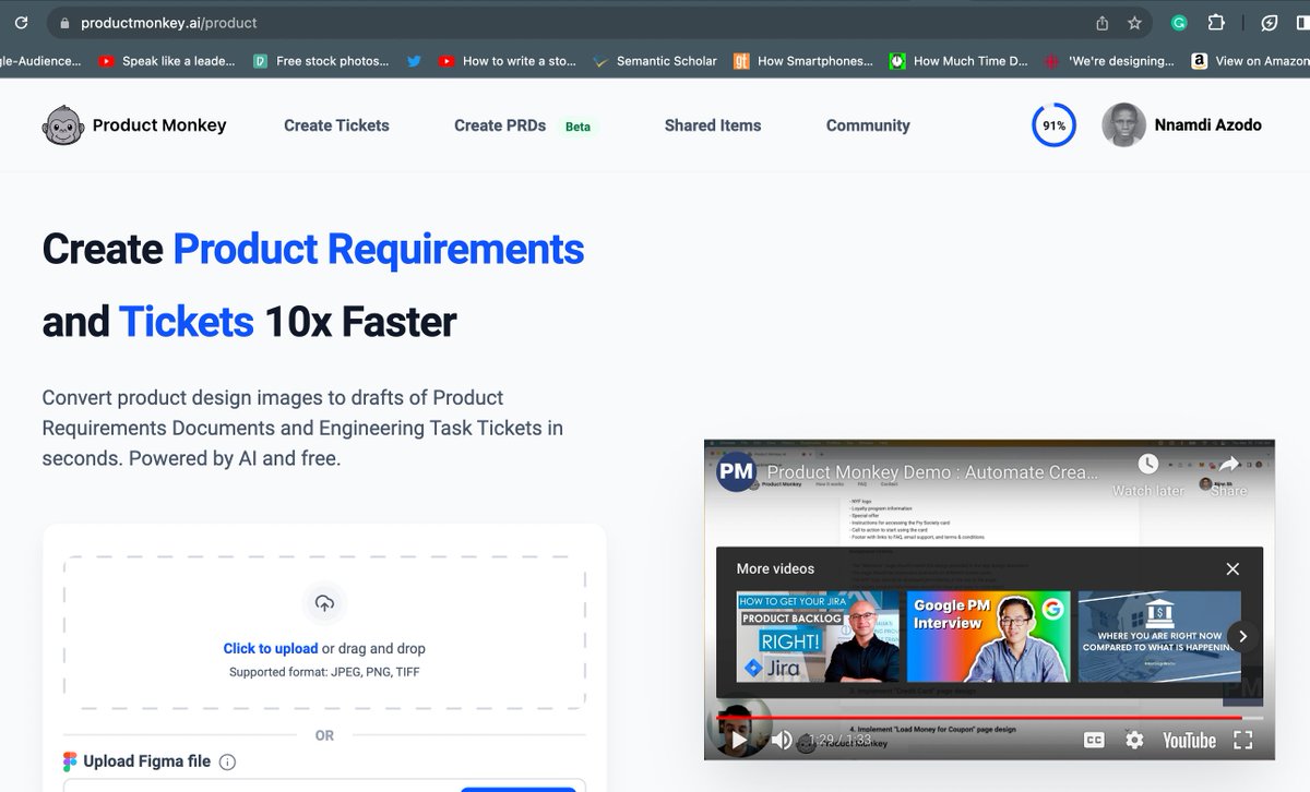 SimplyAzodo's tweet photo. So, guys, I tried a product and I was amazed!
If you write tickets and PRDs, this is for you.

Save yourself time and effort writing tickets and PRDs using https://t.co/9WCtP0V0Nh @productmonkeyAI https://t.co/Y20jmIVFvK