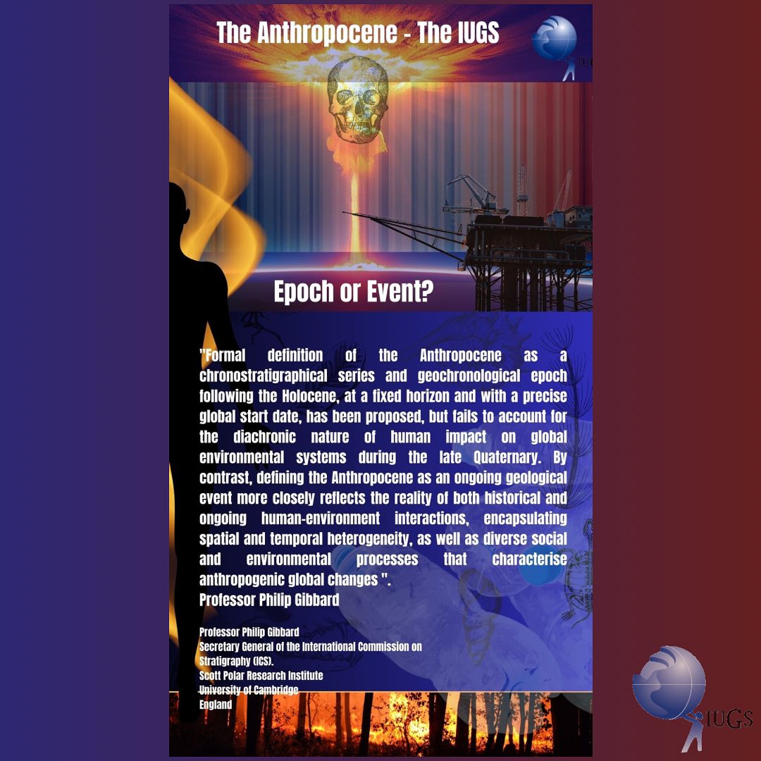 theIUGS's tweet image. Have you heard about the Anthropocene? Is it an Epoch or an event? 🧐 Stay tuned for more details about the debate that is going on among scientists.