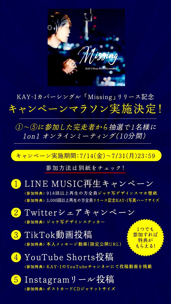 sweetslove92's tweet photo. 2023.07.14❣️
KAY-I「Missing」Digital Release😍
配信スタートしてます🎧😌
㊗️リリースおめでとう🥰
めっちゃ素敵だ🥹💙
リピ中🔁
洋楽と邦楽どっちも公式カバーってホント凄いな〜🥺💓
キャンペーンもやってます🙋‍♀️
各配信先✅
https://t.co/PeXpWJQGnG
#ROYALcomfort
#KAY_I
#Missing
#KAYI_Missing https://t.co/66TeSyShjm