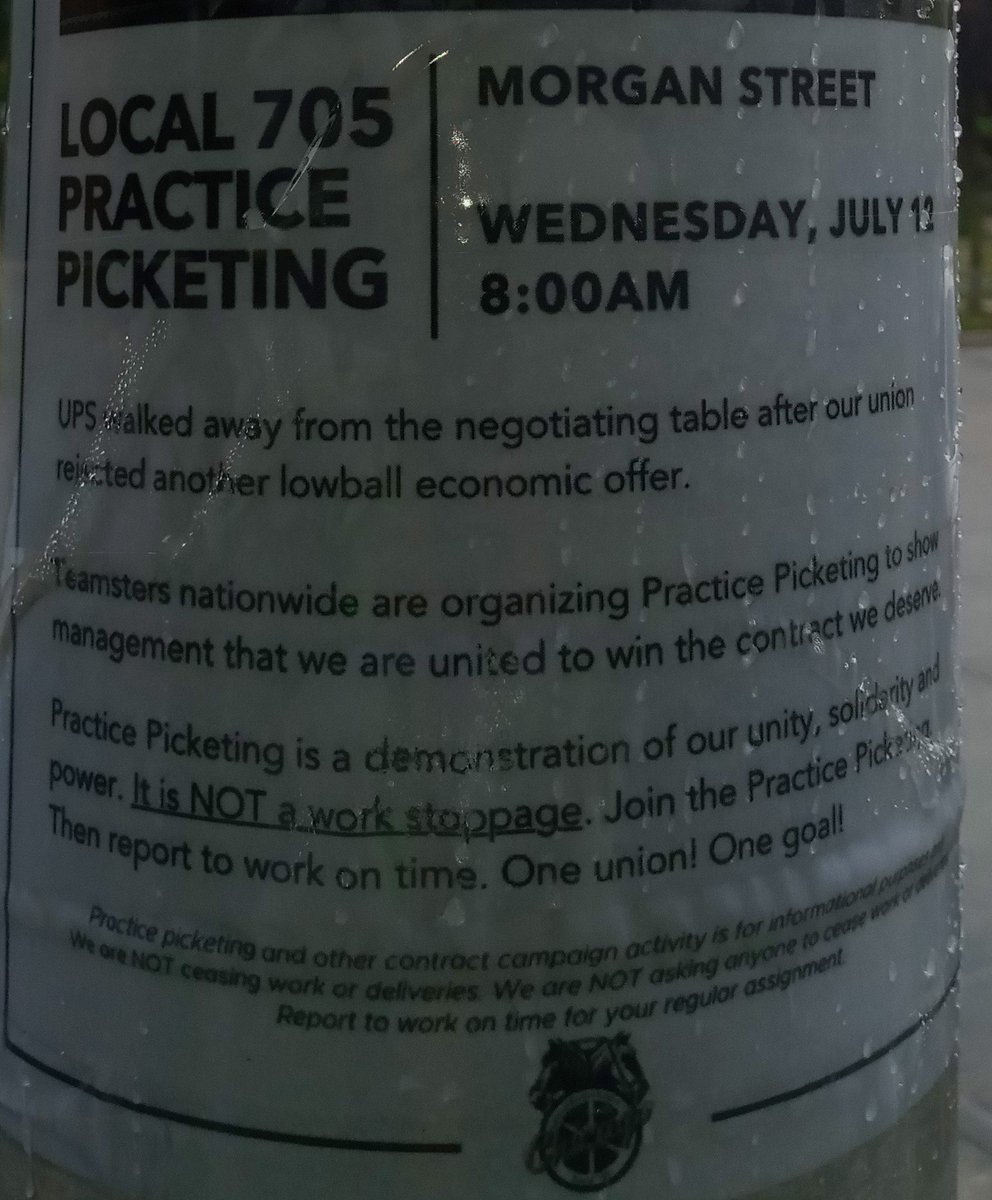 BrJoeBalkis's tweet photo. 7/12/23 #TeamstersLocal705 #PracticePicket @ #MorganStreet #ups Not only do we need to practice picket we need to encourage #TeamstersMembers to #VoteNo on the #upsContract. They are not going to give us everything in the first #TA.
#Teamsters705 #Local705
#WhereIsScabby #scabby https://t.co/r1iLMx2tOT