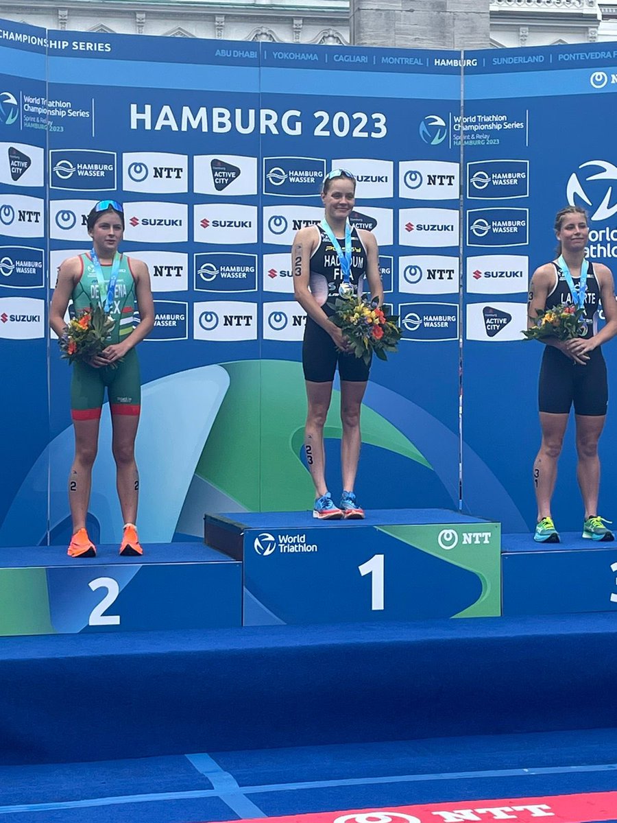 FedMexTriatlon's tweet photo. Premiación 🥈Jimena de la Peña 🇲🇽 en el Campeonato Mundial de Triatlón Junior Hamburgo 2023.
¡Muchas felicidades Jime!
#teammex https://t.co/8XienkTwhe