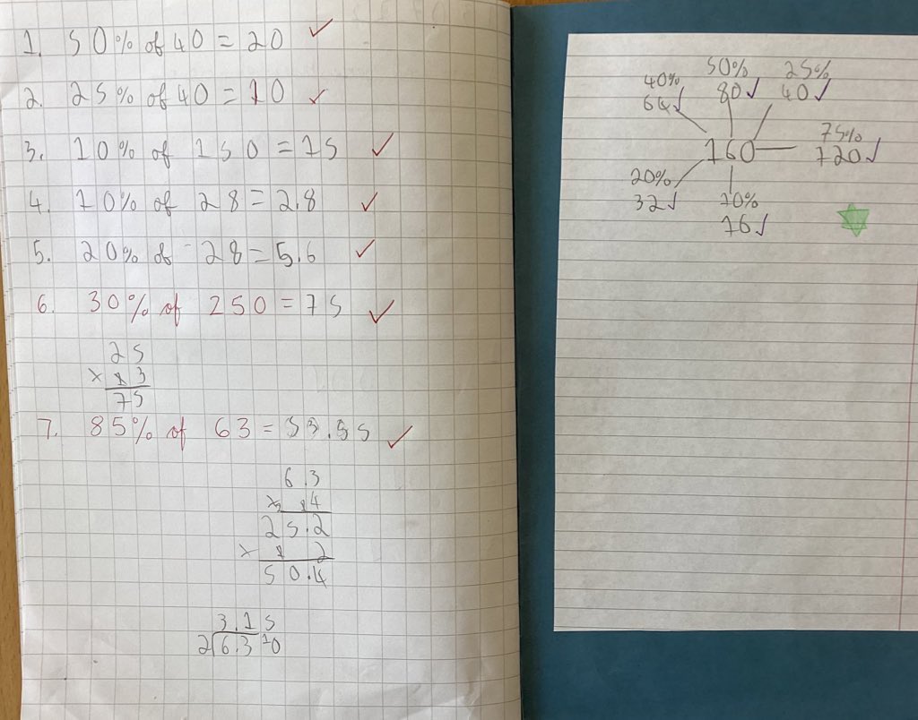 BPPSY5's tweet photo. Just some excellent Thursday maths 😊 #percentages #maths #year5maths https://t.co/gJr3j3Li1l