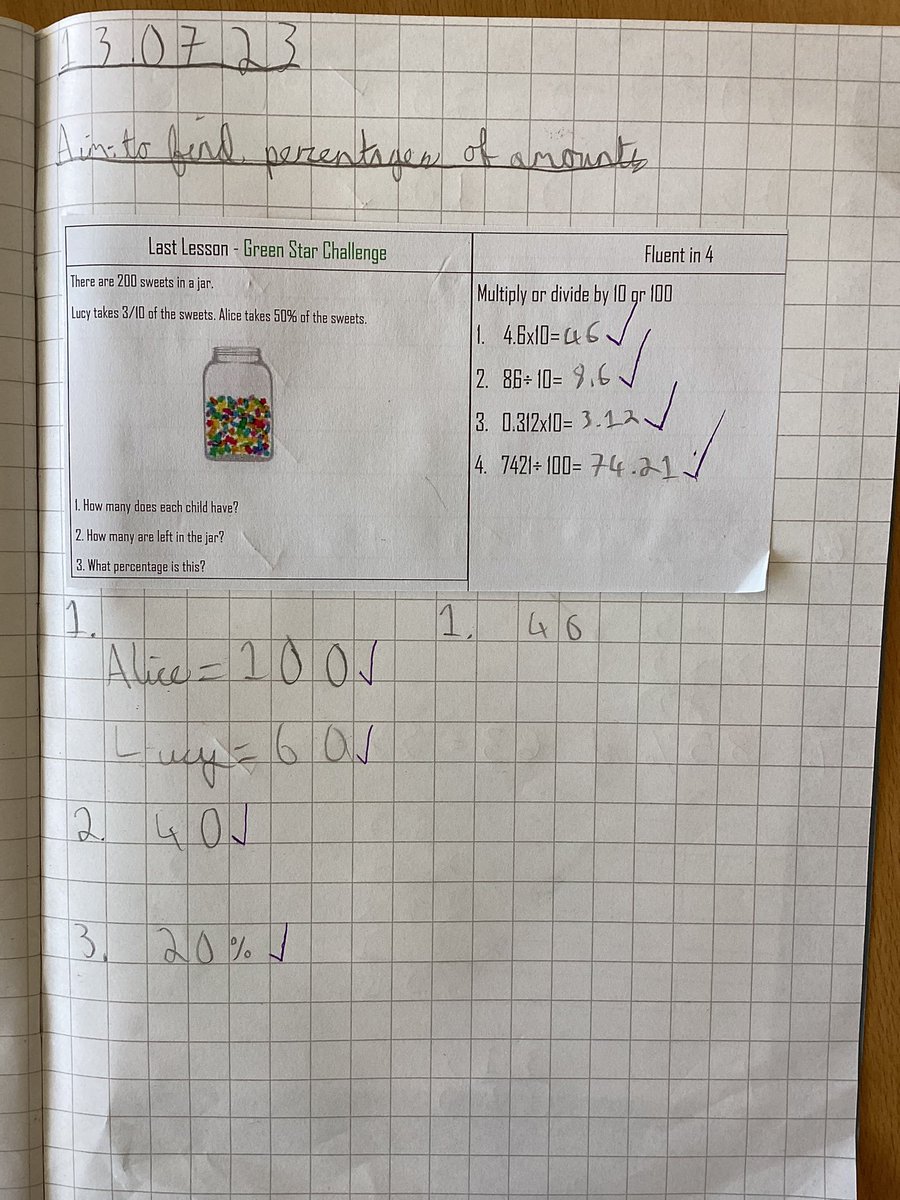 BPPSY5's tweet photo. Just some excellent Thursday maths 😊 #percentages #maths #year5maths https://t.co/gJr3j3Li1l