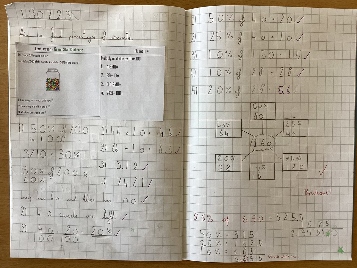 BPPSY5's tweet photo. Just some excellent Thursday maths 😊 #percentages #maths #year5maths https://t.co/gJr3j3Li1l