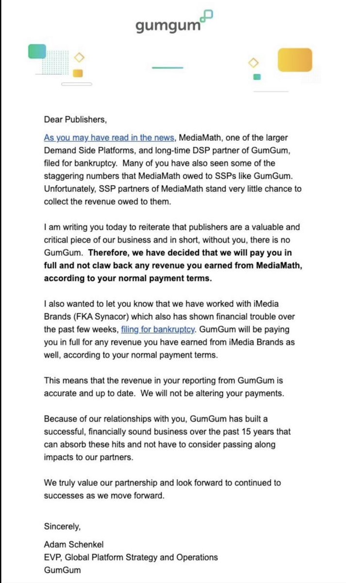 UofDigital's tweet image. Kudos to @GumGum for such a class act move. Way to set the bar for how to handle a tough situation.👏🏽

#AdTech #MediaMath #DSP