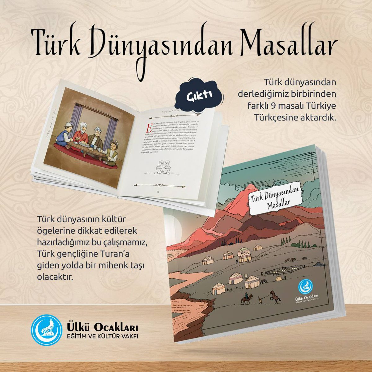 ayyildirim1's tweet photo. Türk Dünyasından derlenen dokuz masalı Türk Dünyasından Masallar kitabımızda; Azerbaycan, Doğu Türkistan, Kazakistan, Kırgızistan, Özbekistan ve Türkmenistan olmak üzere altı lehçeden aktardık.

Çocuklarımız, Türk Dünyasından Masallar ile hayal dünyasını zenginleştirirken, Batı kültürünün ürünü olan masallarla değil, öz kültürünün önemli bir parçası olan Türk masallarıyla büyüyecek, milli şuur ve milli ahlakla bezenecektir.