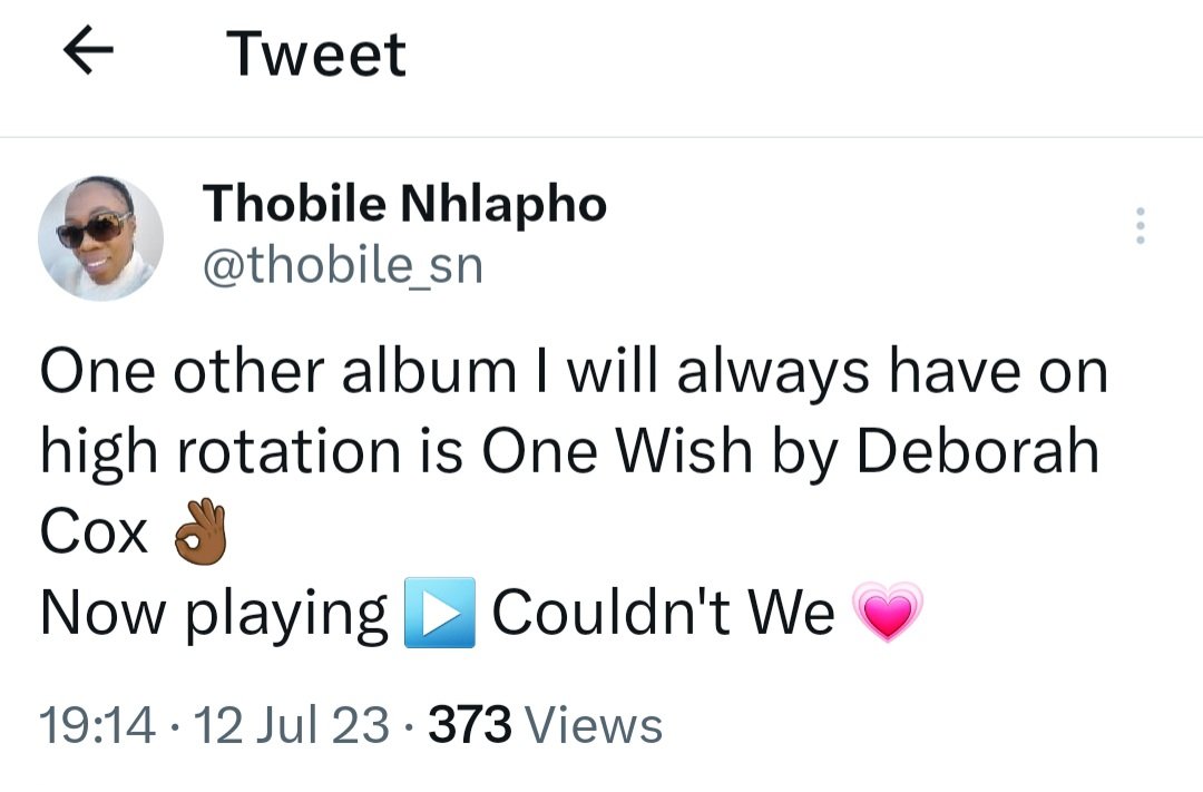 thobile_sn's tweet photo. @RatedRnB @Deborah_Cox Just yesterday I tweeted this, I won't be specific.  This album 💯 https://t.co/ArmUnb069T